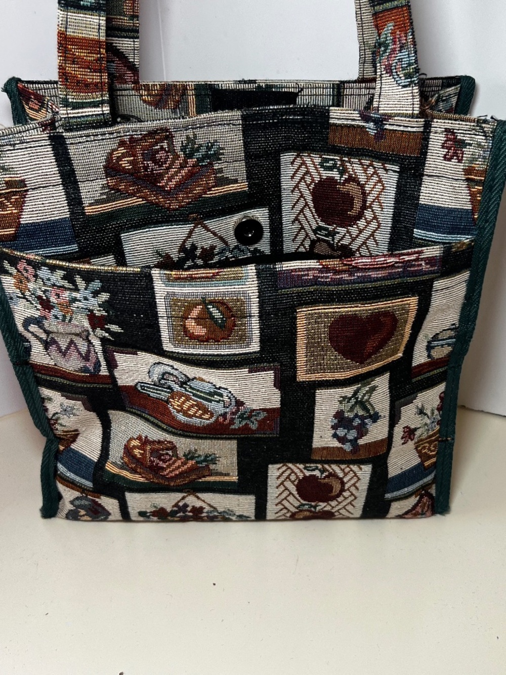 Vintage Tapestry Garden Kitchen Scene Shoulder Tote Bag Kitsch Book Laptop Bag
